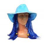 Αποκριάτικο Γυαλιστερό Καπέλο με Μαλλιά σε 2 Χρώματα